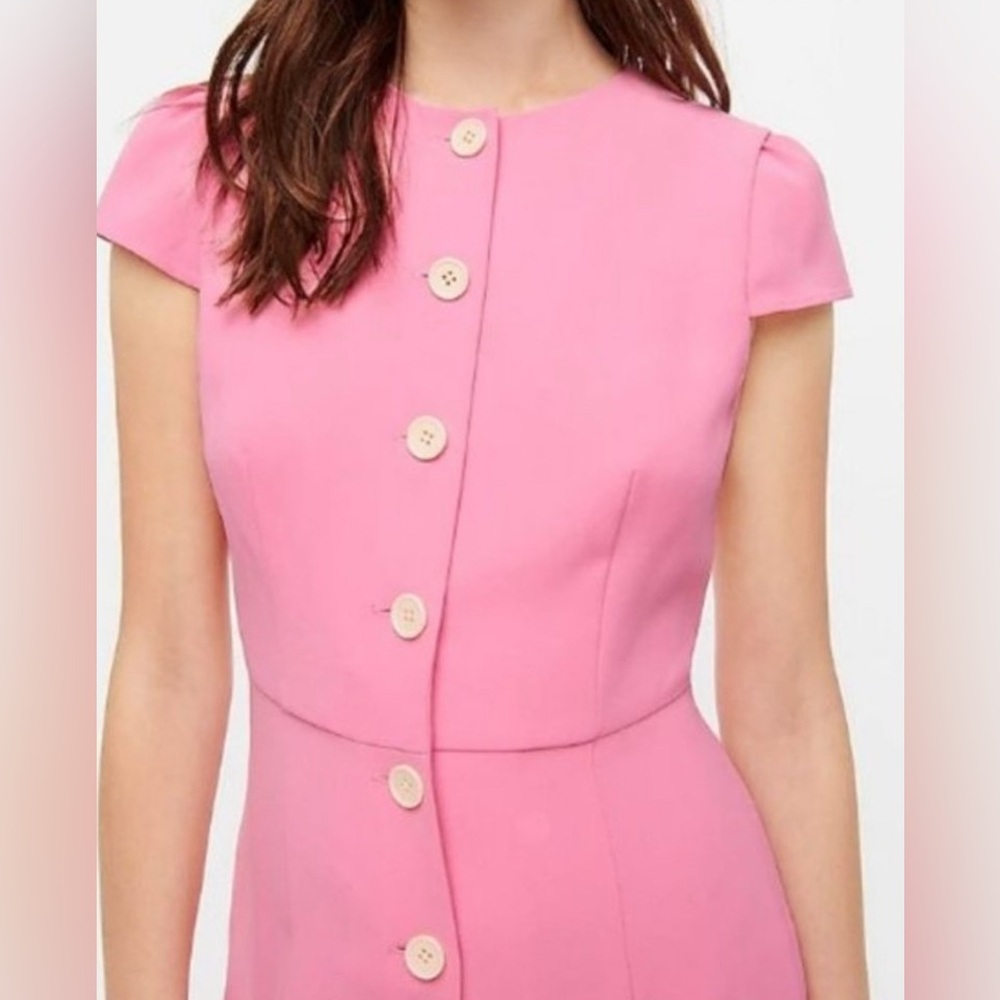 J. Crew Pink Button-Front Cap-Sleeve Midi Dress 10P - Picture 10 of 11